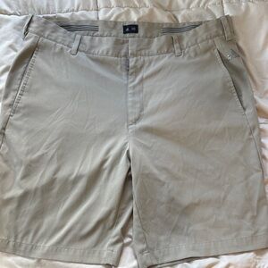 Adidas Men's Beige Flat Front Shorts Golf Climalite